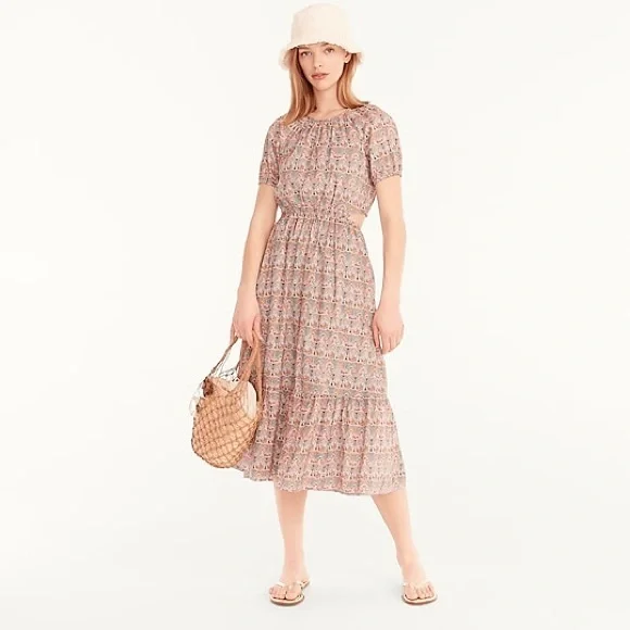 NWT J.Crew Side-cutout cotton dress in Liberty Giorgia Duke print size 4 - Picture 1 of 8